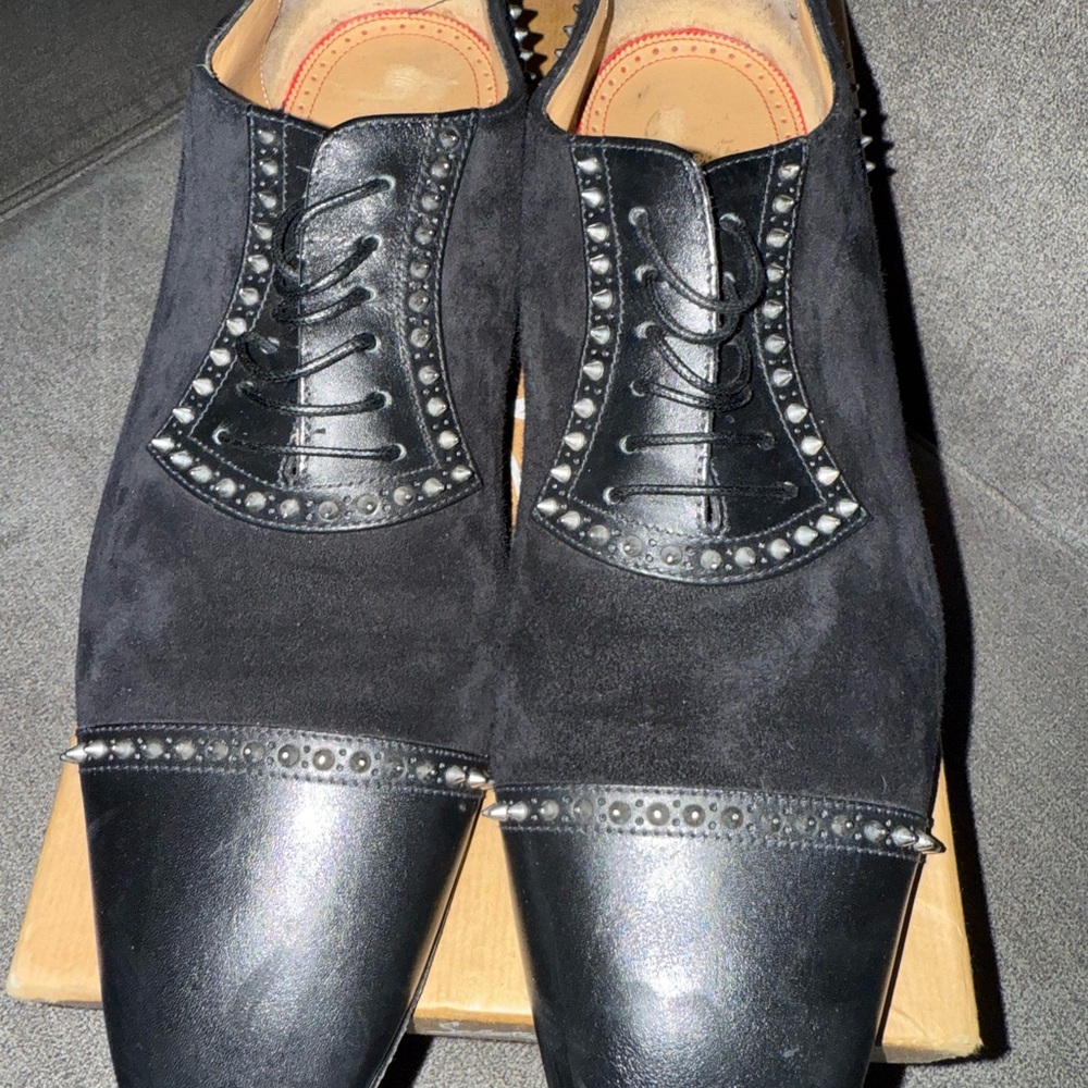 Christian Louboutin Black Studded Oxfords